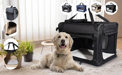 Zedelmaier Faltbare Hundebox Transportbox Hundekäfig Kleintiertasche (L - 51 x 70 x 50cm, Schwarz) L