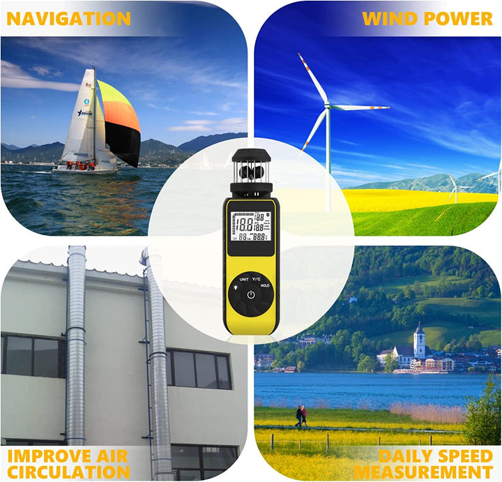 Taschenwindmesser RQ-881M Handwindmesser Update Windmesser mit 360°-Drehung Beliebige Windrichtung z
