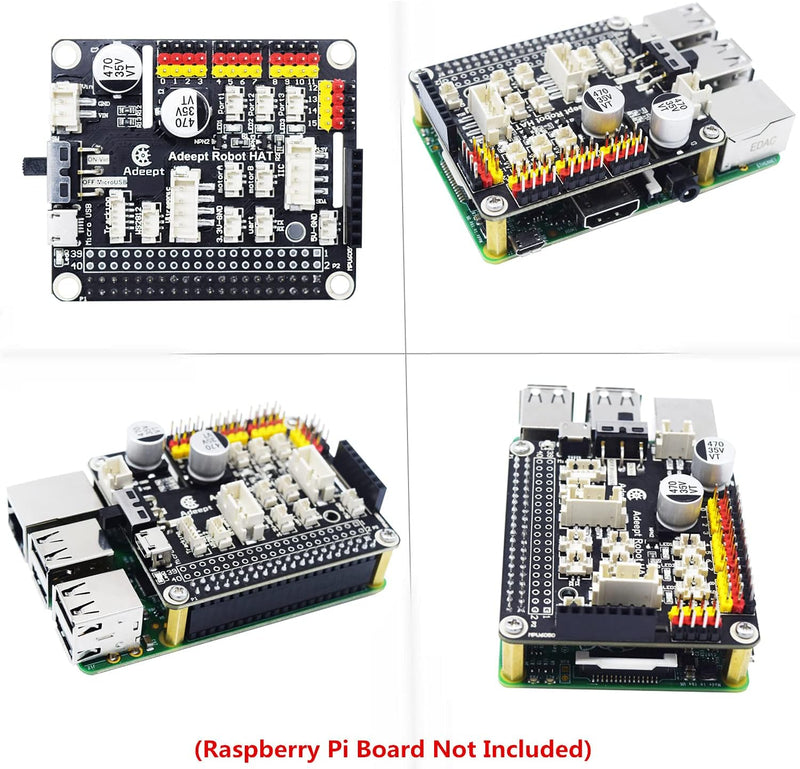 Adeept Raspberry Pi Robot HAT Kit, Smart Robot Car Driver Expansion Board Support Raspberry Pi 4 Mod