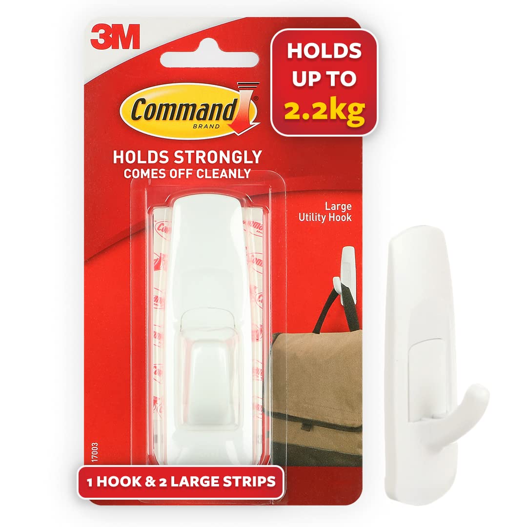 Command 17003ES Haken, gross, Weiss, 1 Haken, 2 Streifen, 17003 6 Hooks Weiss, 6 Hooks Weiss