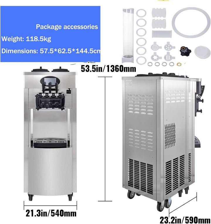 Kommerzielle Eismaschine, 20–28 L/h 2200 W, Kommerzielle Softeismaschine, Gewerbliche Eiscrememaschi
