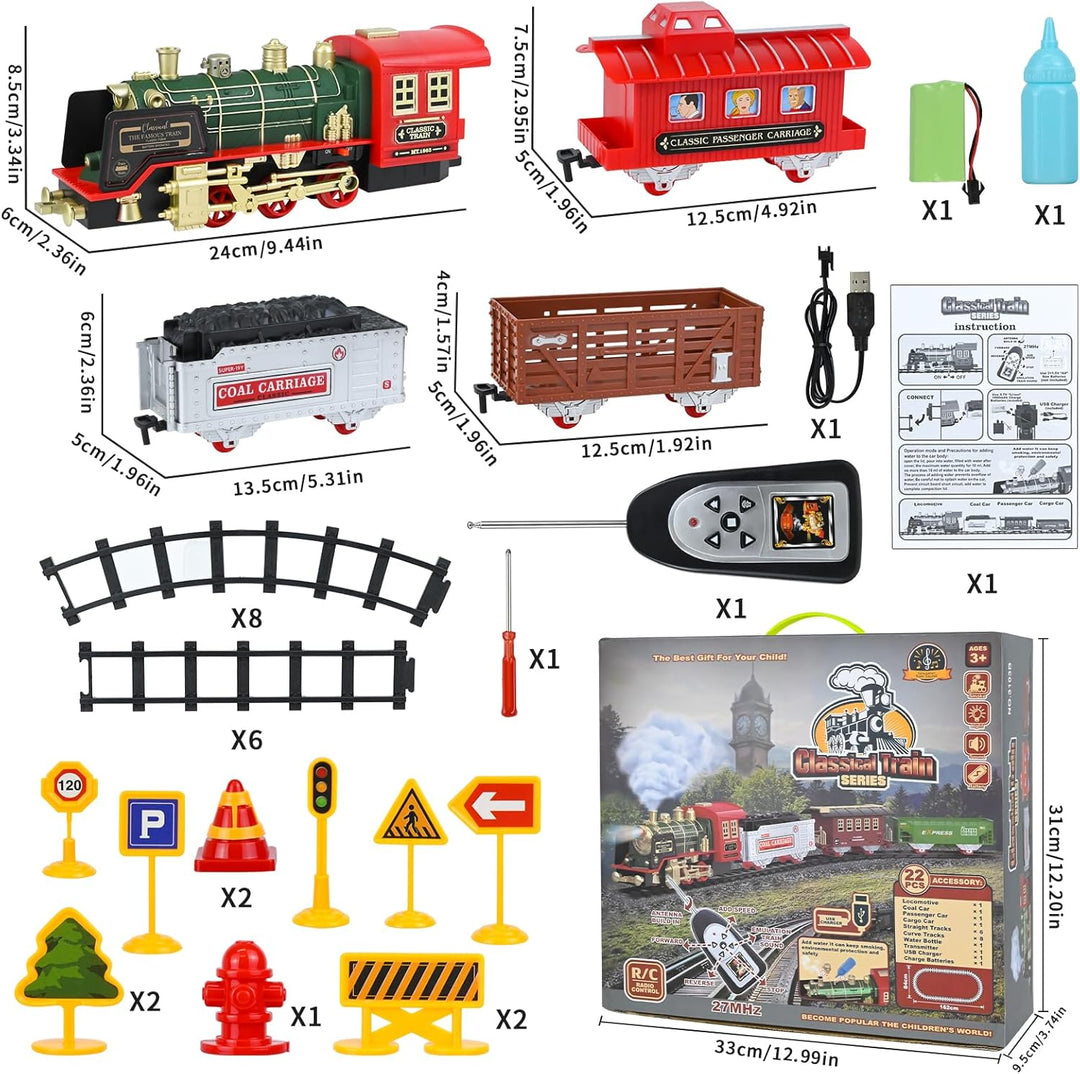 Ulikey Elektrischer Zug für Kinder, Fernbedienung Dampfzug Spielzeug mit Licht und Sound, Weihnachts