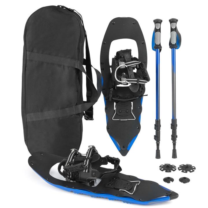 COSTWAY Schneeschuhe mit Steighilfe, Schuhgrösse 35-45 bis 68/90kg, leichtes Schneeschuh-Set aus Alu