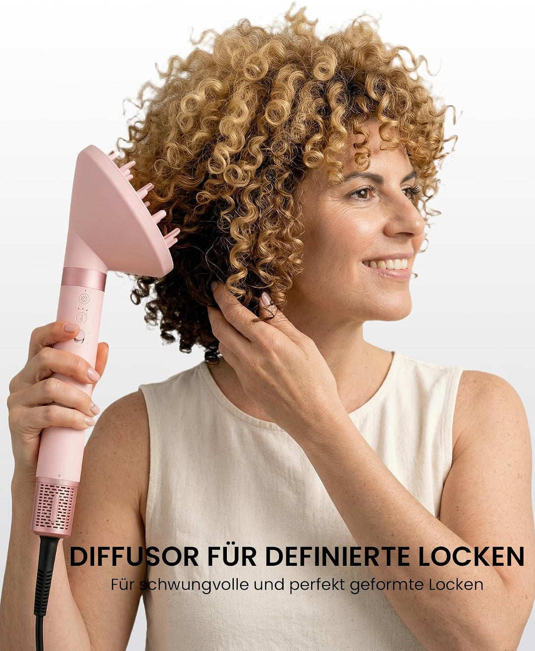 MESCOMB 6-in-1 Airstyler, Hairstyler mit Auto-Wrap Lockenstab &amp; Föhnbürste Rosa Perlato, Rosa Perlat