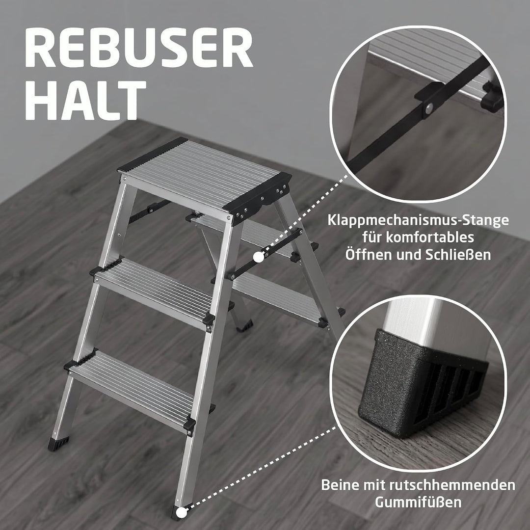 Amig Klapphocker 3 Stufen Aluminium 57x60x36 cm