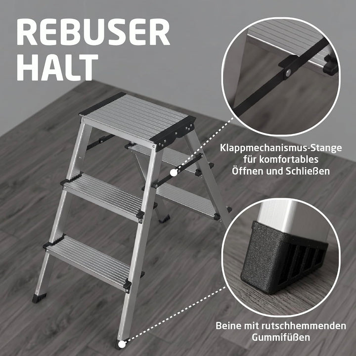 Amig Klapphocker 3 Stufen Aluminium 57x60x36 cm