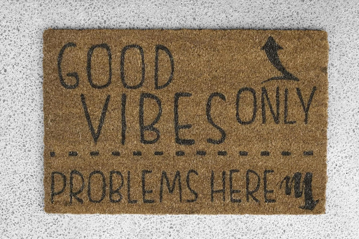 KOKO DOORMATS Kokos Fussmatte aussen mit Anti-Rutsch PVC | Lustige Türmatte Good Vibes Only | Umwelt