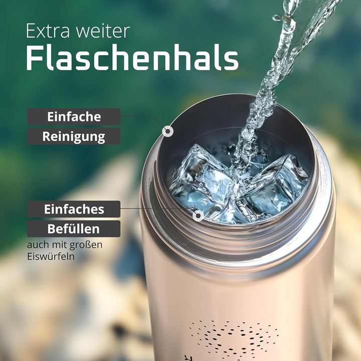 Trinkflasche Edelstahl ACTIVE FLASK + Strohhalm (3 Deckel) BPA-frei, Auslaufsicher, Kohlensäure geei