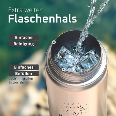 Trinkflasche Edelstahl ACTIVE FLASK + Strohhalm (3 Deckel) BPA-frei, Auslaufsicher, Kohlensäure geei