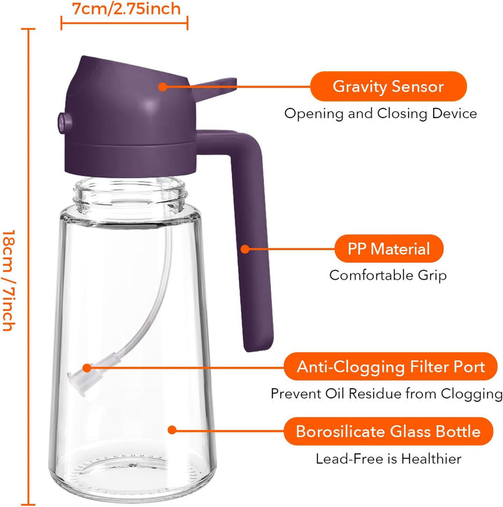 YARRAMATE 2 Stück 2 in 1 Ölsprüher für speiseöl, 470ml Öl Sprühflasche lebensmittelecht, Ölspray zum