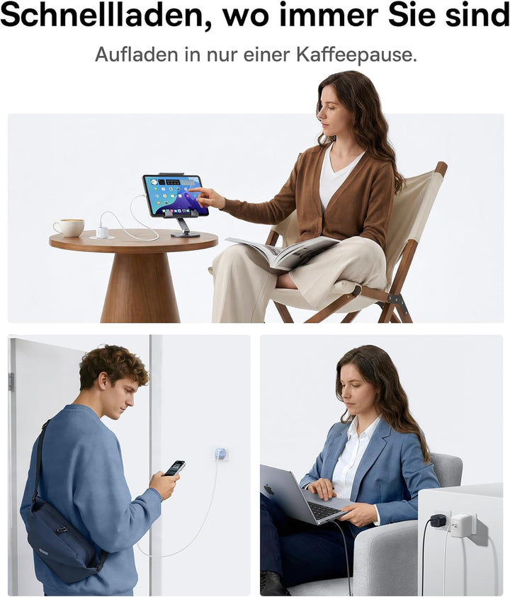 Baseus Enerfill 45W USB C Ladegerät GaN Schnellladegerät mit 1m Schnellladekabel, PPS PD Netzteil fü