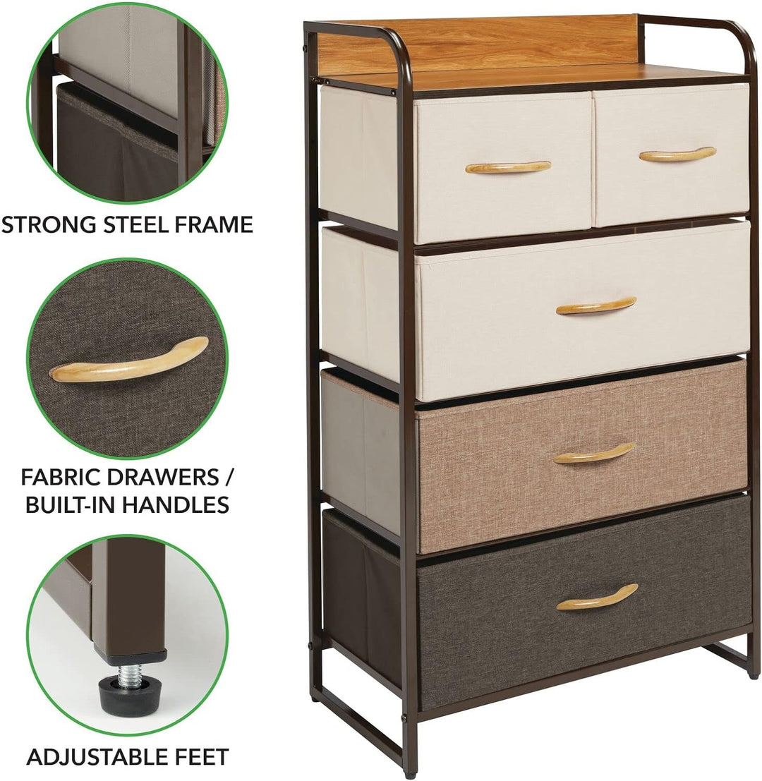 mDesign Kommode mit 5 Schubladen – hoher Schubladenschrank für Schlafzimmer, Wohnzimmer oder Flur –