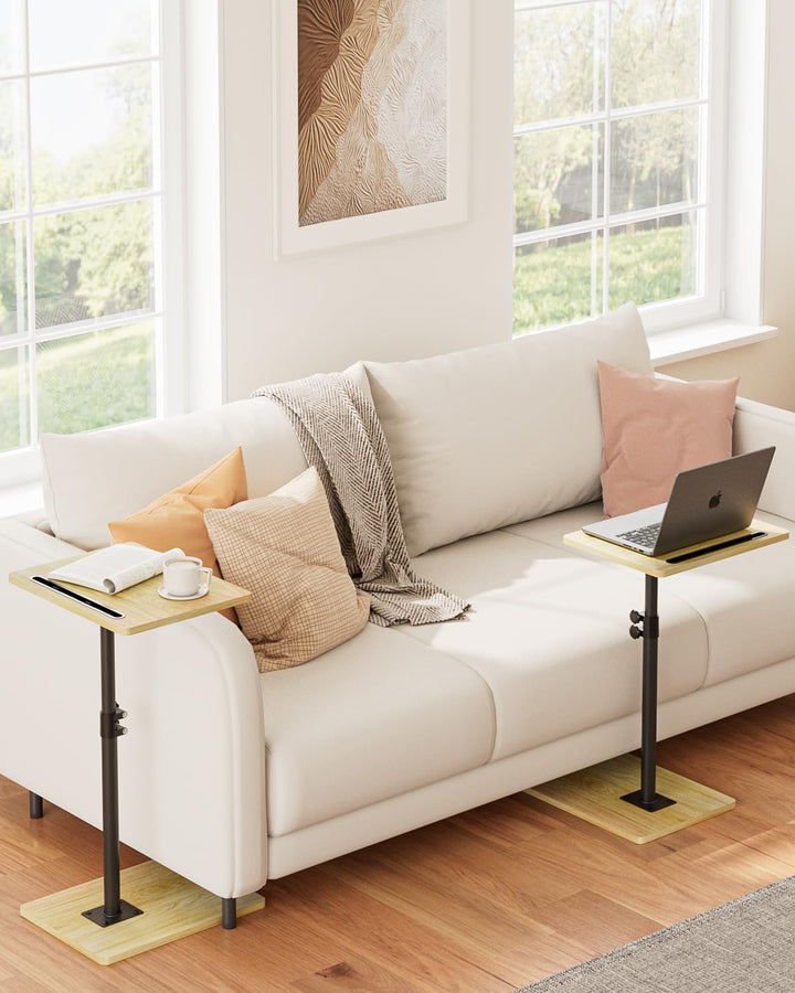 Apetaccat Beistelltisch C-Form, 360°Rotierend Couchtisch Klein, Höhenverstellbar Sofatisch,40x30x(45