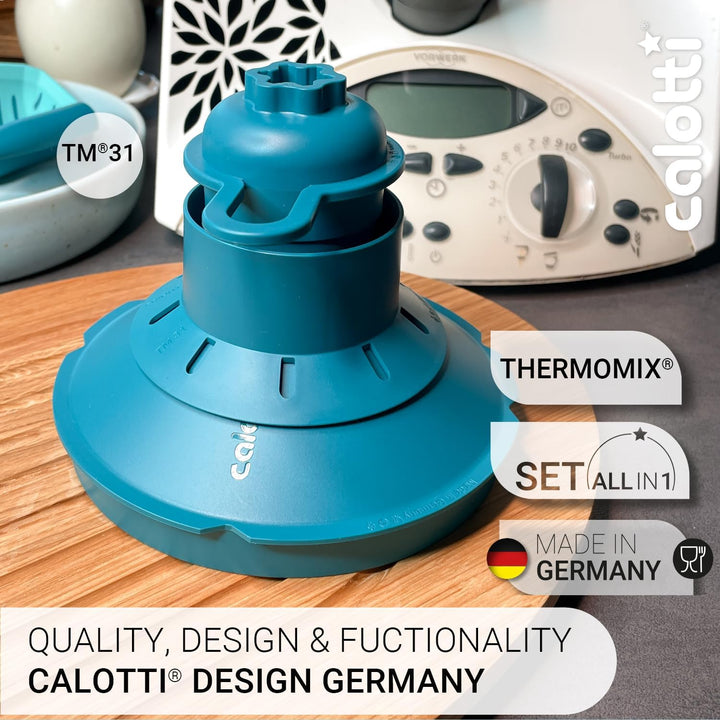 Multitools für Thermomix TM31 - Trichter, Mixraumverkleinerer, Dampfkamin, Spritzschutz, Teigblume,