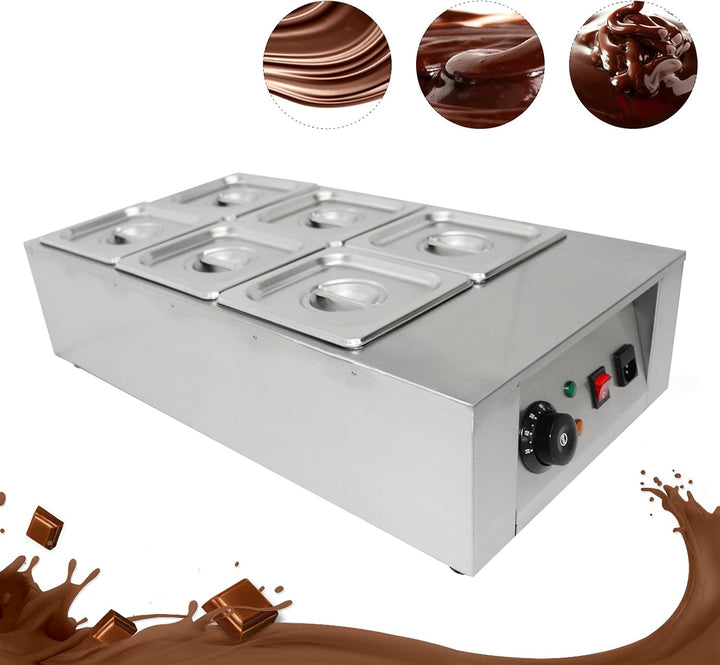 6 Töpfen Schokoladentemperiergerät YUNRUX 12kg kapazität Schokoladenschmelzgerät 0-80°C Elektrische