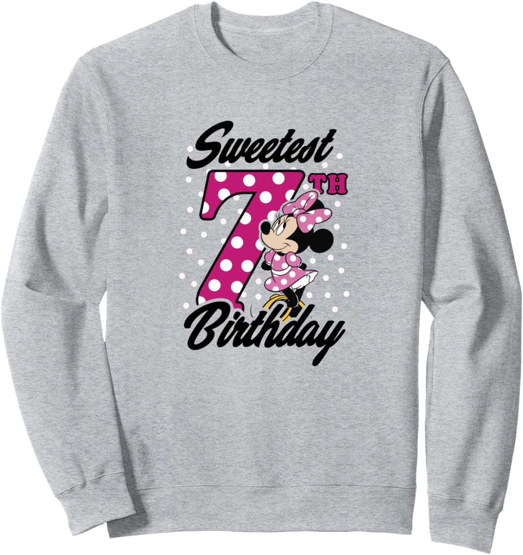Disney Minnie Mouse Pink Polka Dot Sweetest 7th Birthday Sweatshirt