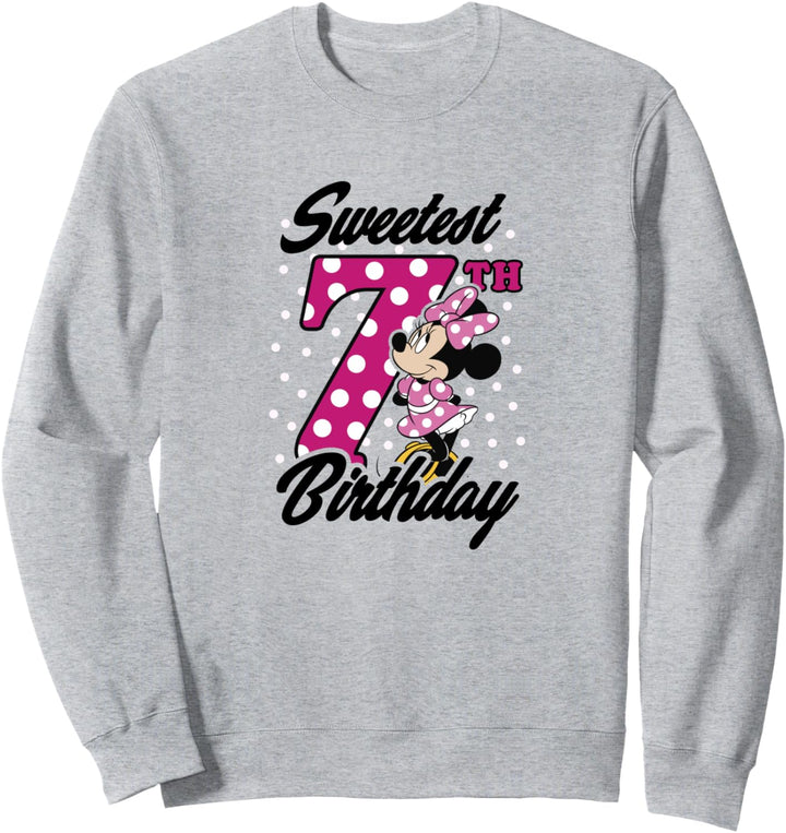 Disney Minnie Mouse Pink Polka Dot Sweetest 7th Birthday Sweatshirt