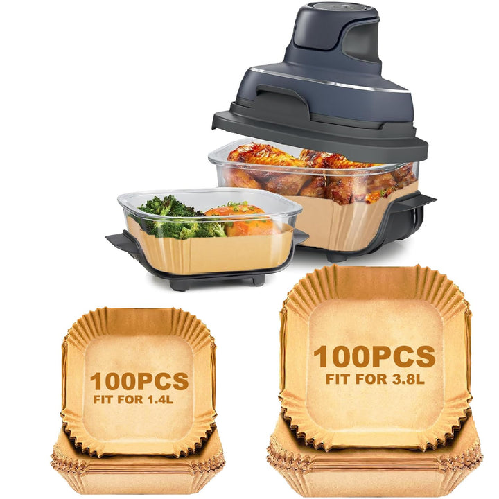 200 Stück Heissluftfritteuse Backpapier für Ninja CRISPi Tragbare Airfryer FN101EUGY, Backpapier für