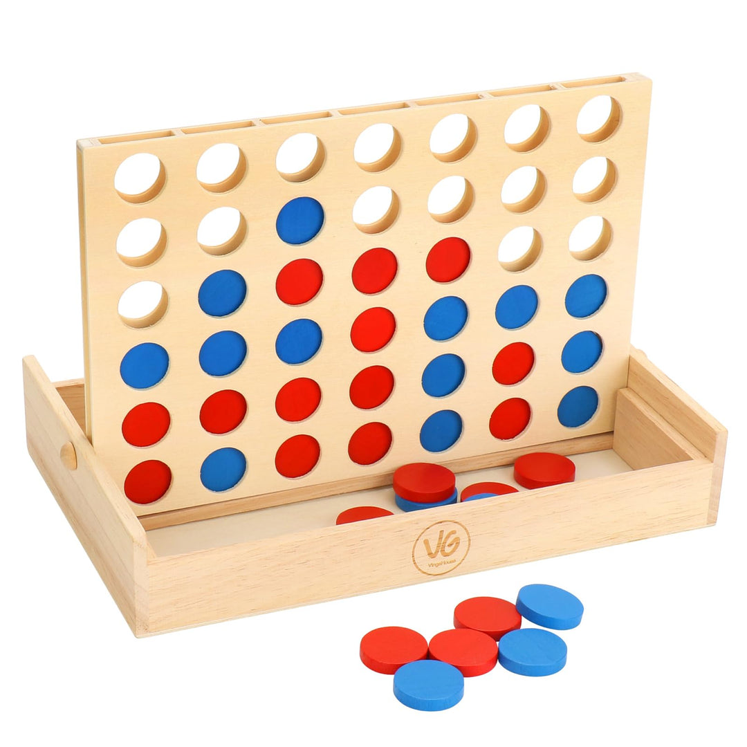 4 in Einer Reihe Spiel Holz, Vertikales Strategiespiel für 2 Spieler, Pädagogisches Lernspielzeug, G