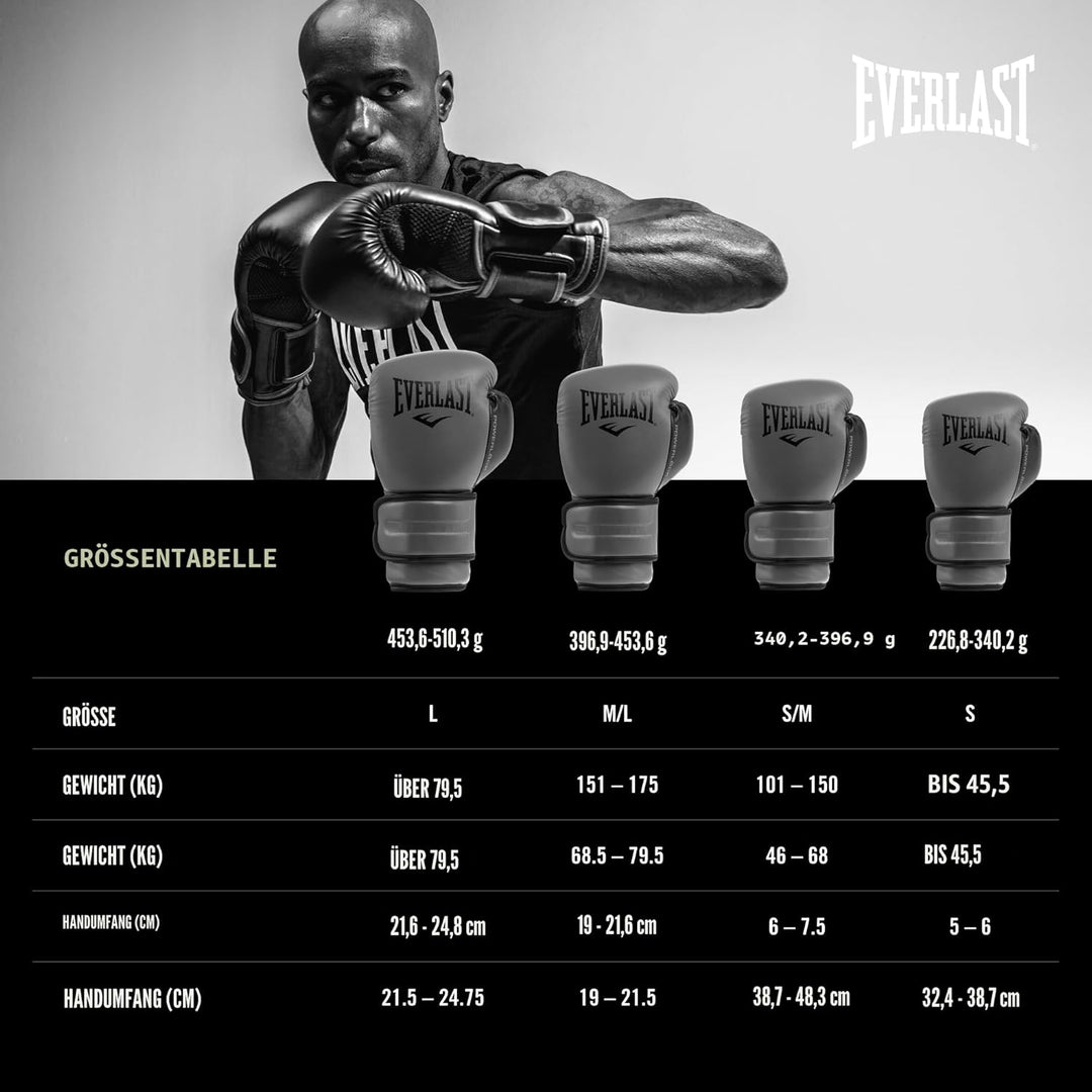 Everlast Unisex – Erwachsene Powerlock 2R Glove Handschuhe Dunkelgrau 12oz., Dunkelgrau 12oz.
