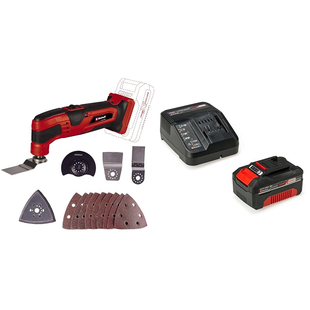 Einhell Akku Multifunktionswerkzeug Li-Solo Power X-Change + 4512042 Power X-Change Starter Kit Akku