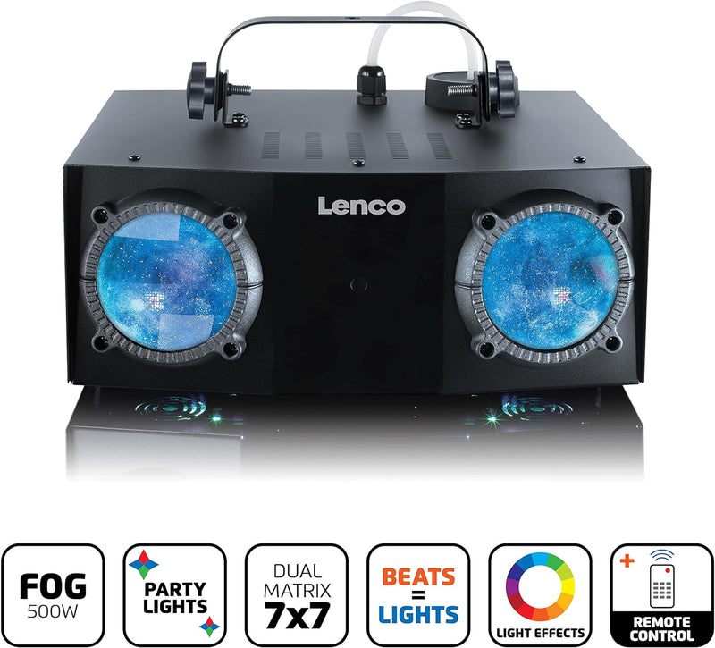 Lenco LFM-110 Dual Matrix RGB Partylicht - mit Nebelmaschine - integrierte Lichtshowprogramme - 1 Li