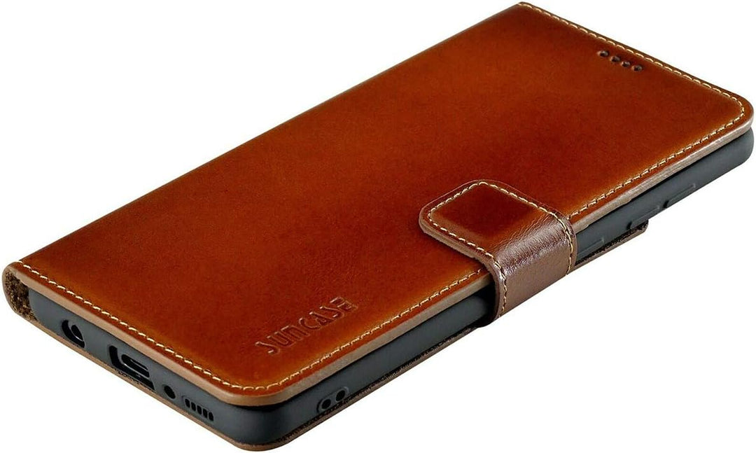 Suncase Book-Style Hülle kompatibel mit Samsung Galaxy M31s Leder Tasche (Slim-Fit) Lederhülle Handy
