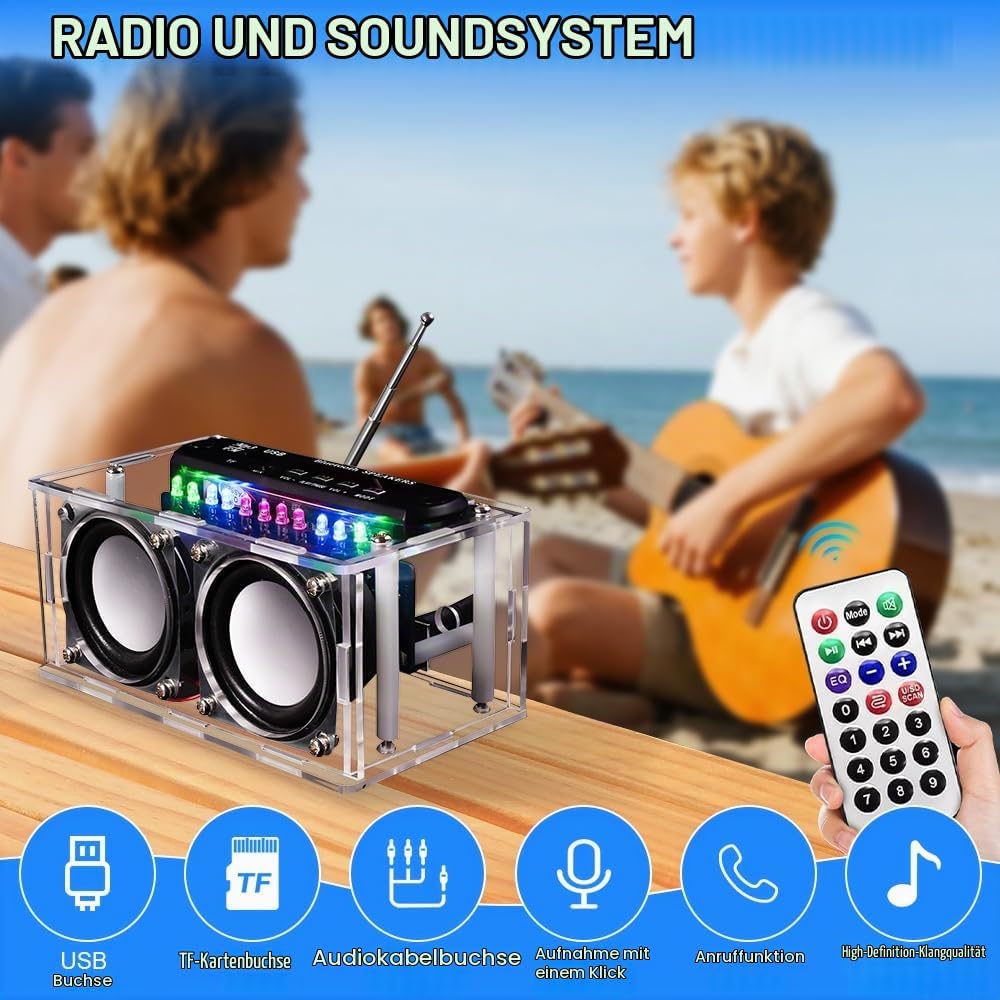 Elektronik Bausatz Radio, 87.5-108MHZ DIY Elektronik Löten Bausatz Bluetooth Lautsprecher, Löt Bausa