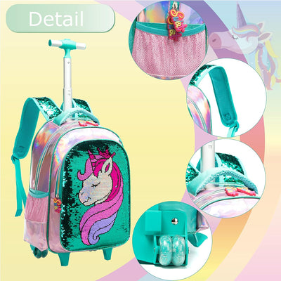 HTgroce Kinder Rollrucksack Schultaschen für Mädchen College Student Reise Reise Schule Kinder, Klei