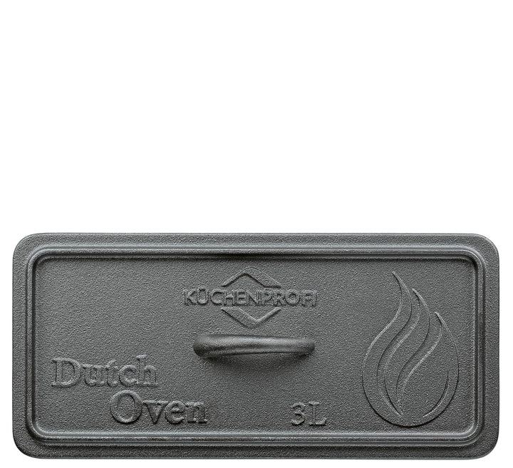 Küchenprofi Dutch Oven BBQ, Gusseisen, Gebrauchsfertig vorbehandelt, Gusstopf in Kastenform, Mit Dec