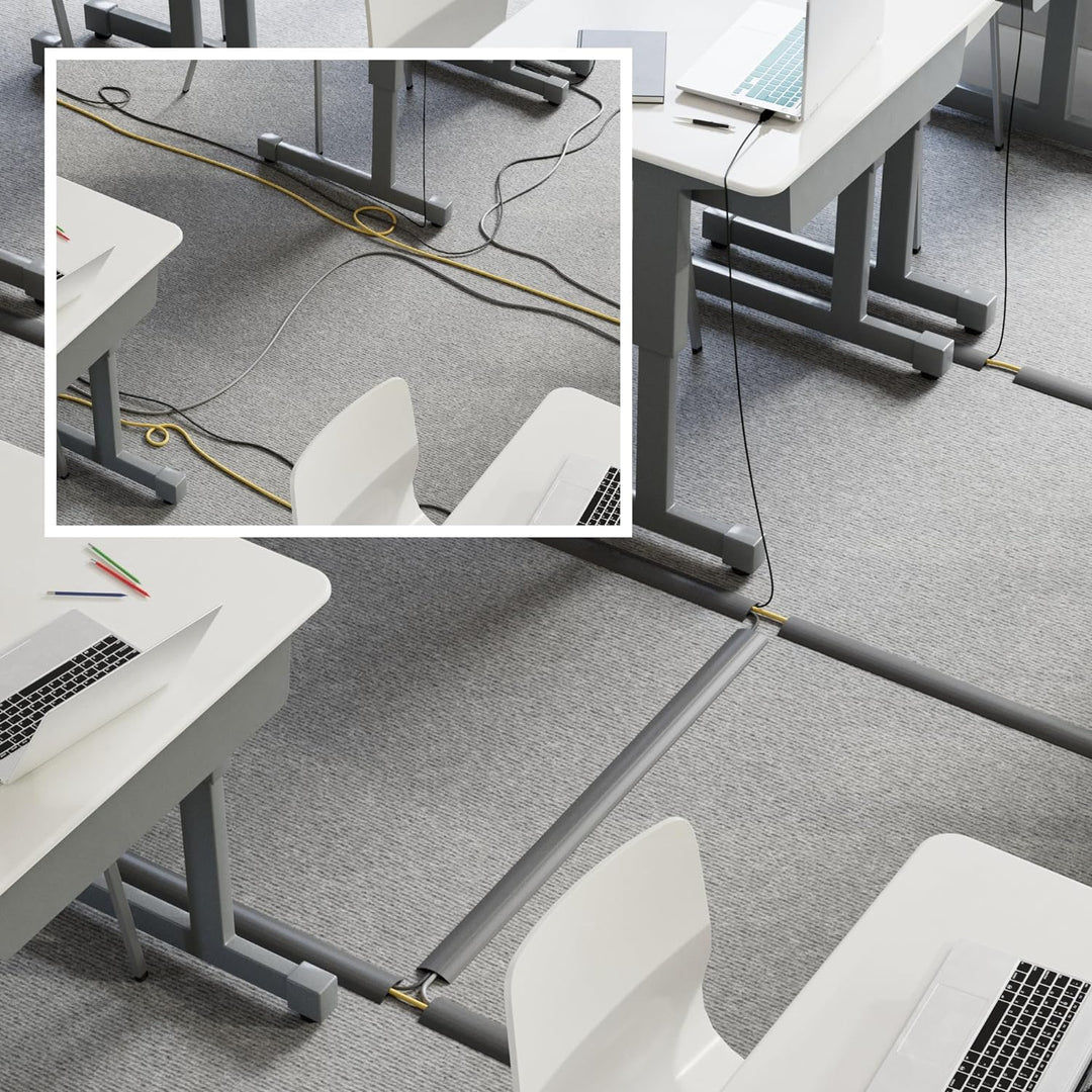 D-Line CC-1 Fussboden Kabelkanal Stolperschutz, Boden Kabelschutz - 9-Meter Länge - Kabelhohlraum =