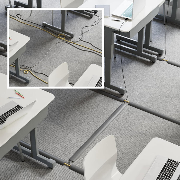 D-Line CC-1 Fussboden Kabelkanal Stolperschutz, Boden Kabelschutz - 9-Meter Länge - Kabelhohlraum =