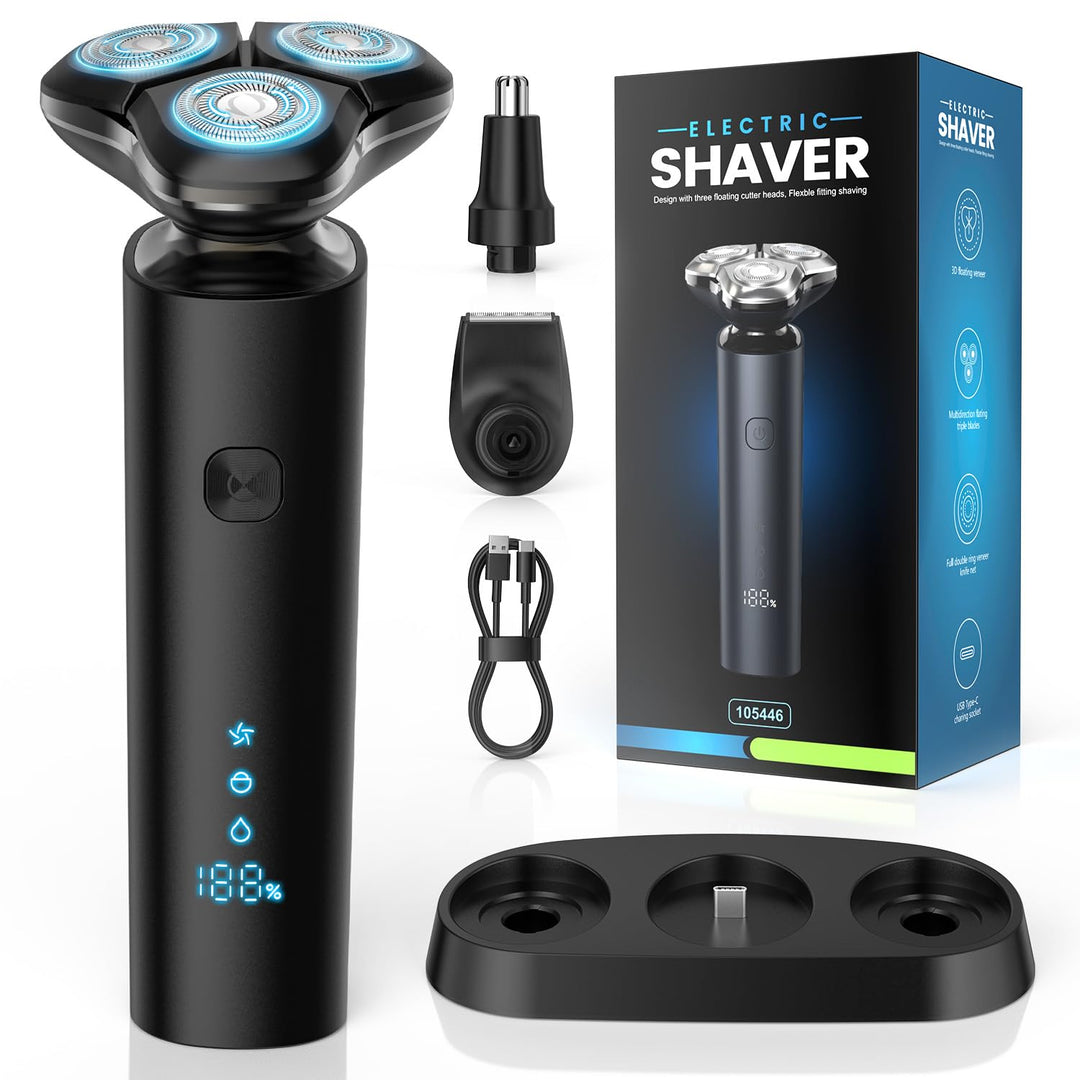 Rasierer Herren Elektrisch, ETROBOT 3-in-1Elektrorasierer Herren, IPX7 Wasserdicht Nass und Trockenr