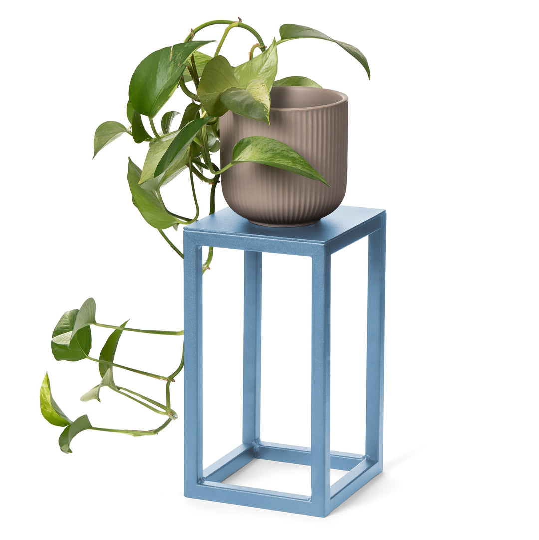 LAMO Manufaktur Blumenständer Blau aus Metall 28 cm | Pflanzensäule für Innenräume - Wohnzimmer, Sch