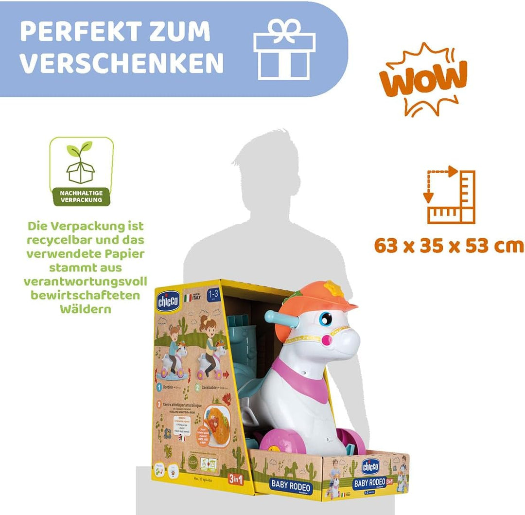 Chicco Schaukelpferd für Kinder, Miss Baby Rodeo, Lernspiel und Interaktiv, Pferdepferd für Mädchen