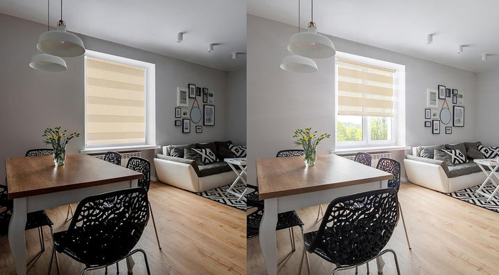 Doppelrollo Bambus, 75x150cm, Creme, mit extra Breiten Stoff-Streifen in Bambusgras-Optik, Klemm-Fix
