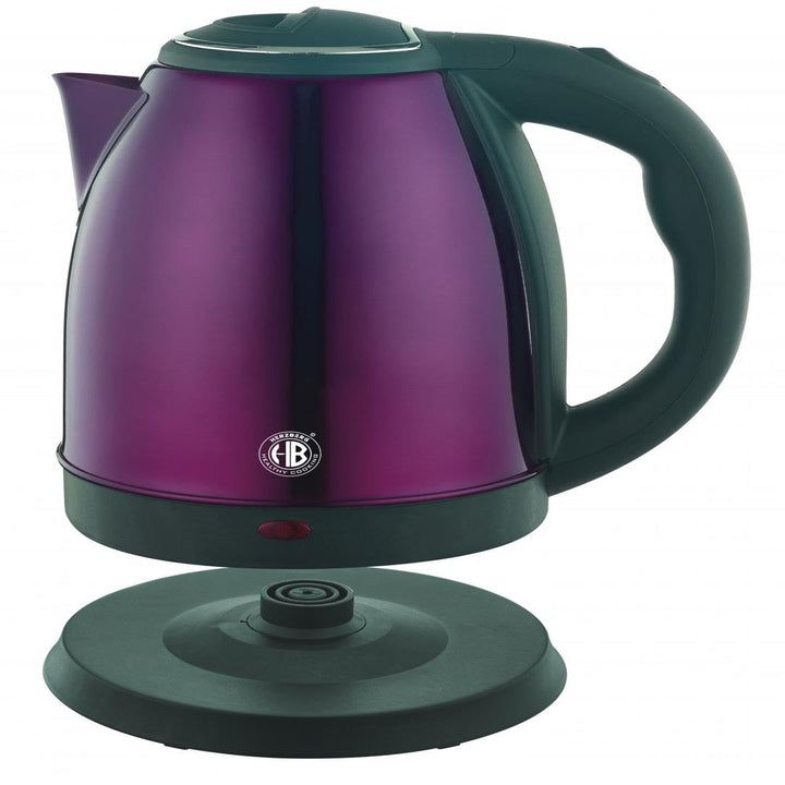 Herzberg, HG5011-PUR, 1.8L Edelstahl kabelloser Wasserkocher in Violett, 1500W Flachbodenwiderstand,