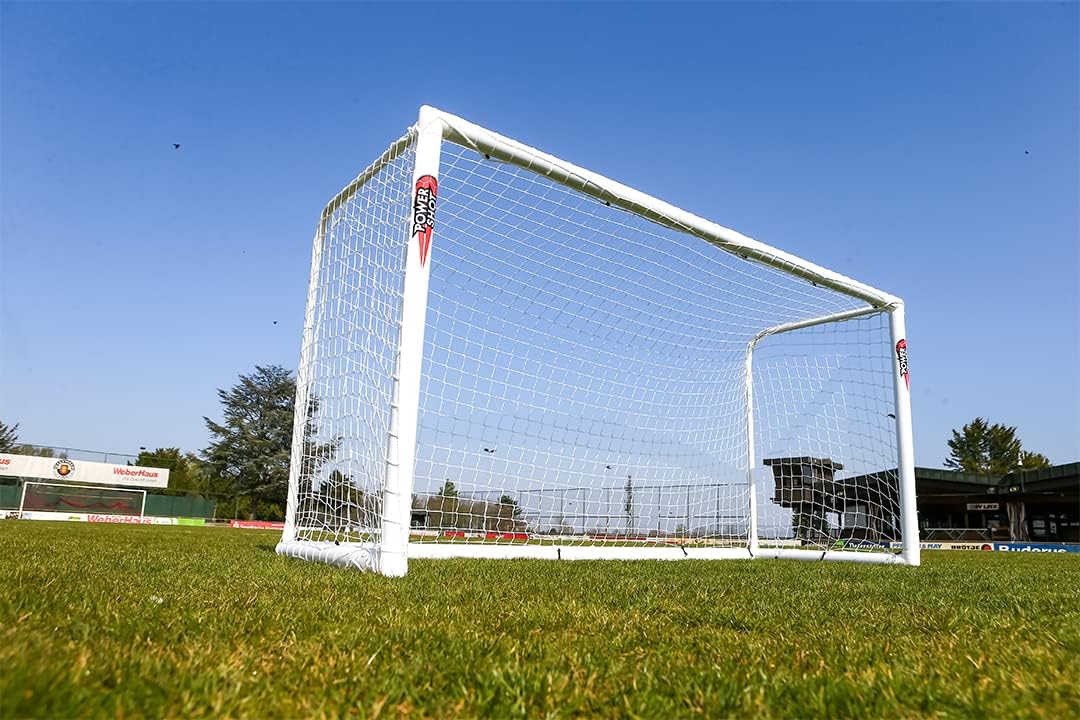 POWERSHOT® Fussballtor 3,7 x 2m PRO - Made IN Germany - Super stabiles uPVC und Super Design, WETTER