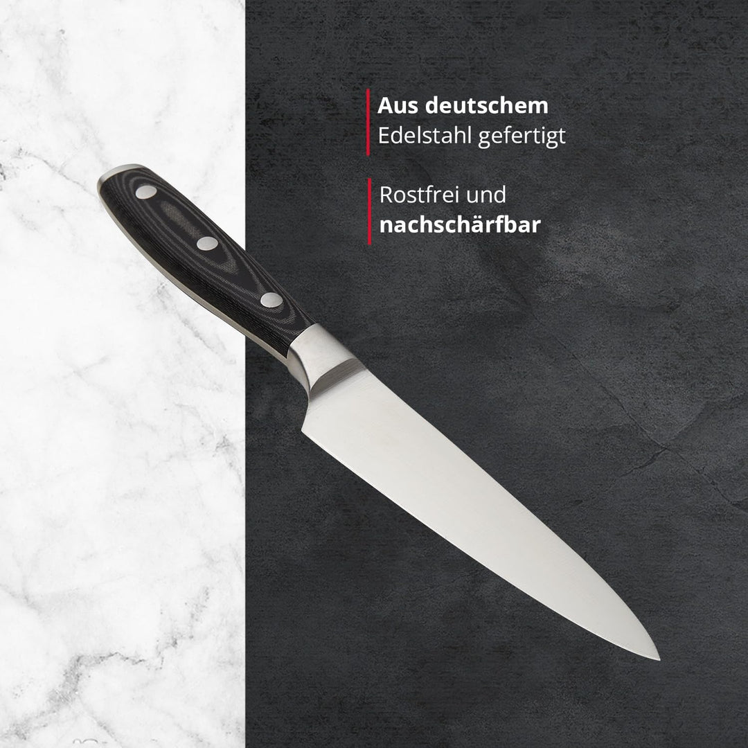 MEISTERKOCH Universalmesser Messer Küchenmesser | 12,5 cm Klinge aus rostfreiem deutschen Edelstahl