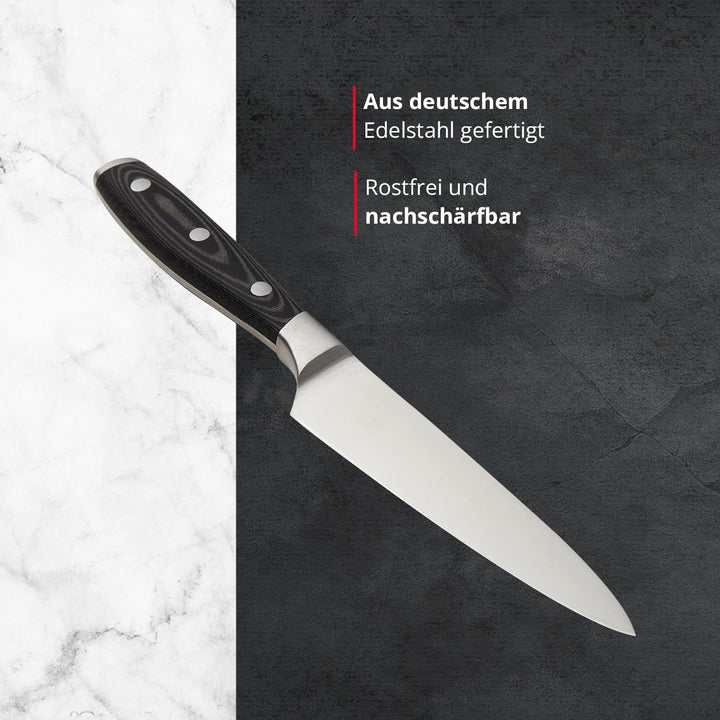 MEISTERKOCH Universalmesser Messer Küchenmesser | 12,5 cm Klinge aus rostfreiem deutschen Edelstahl