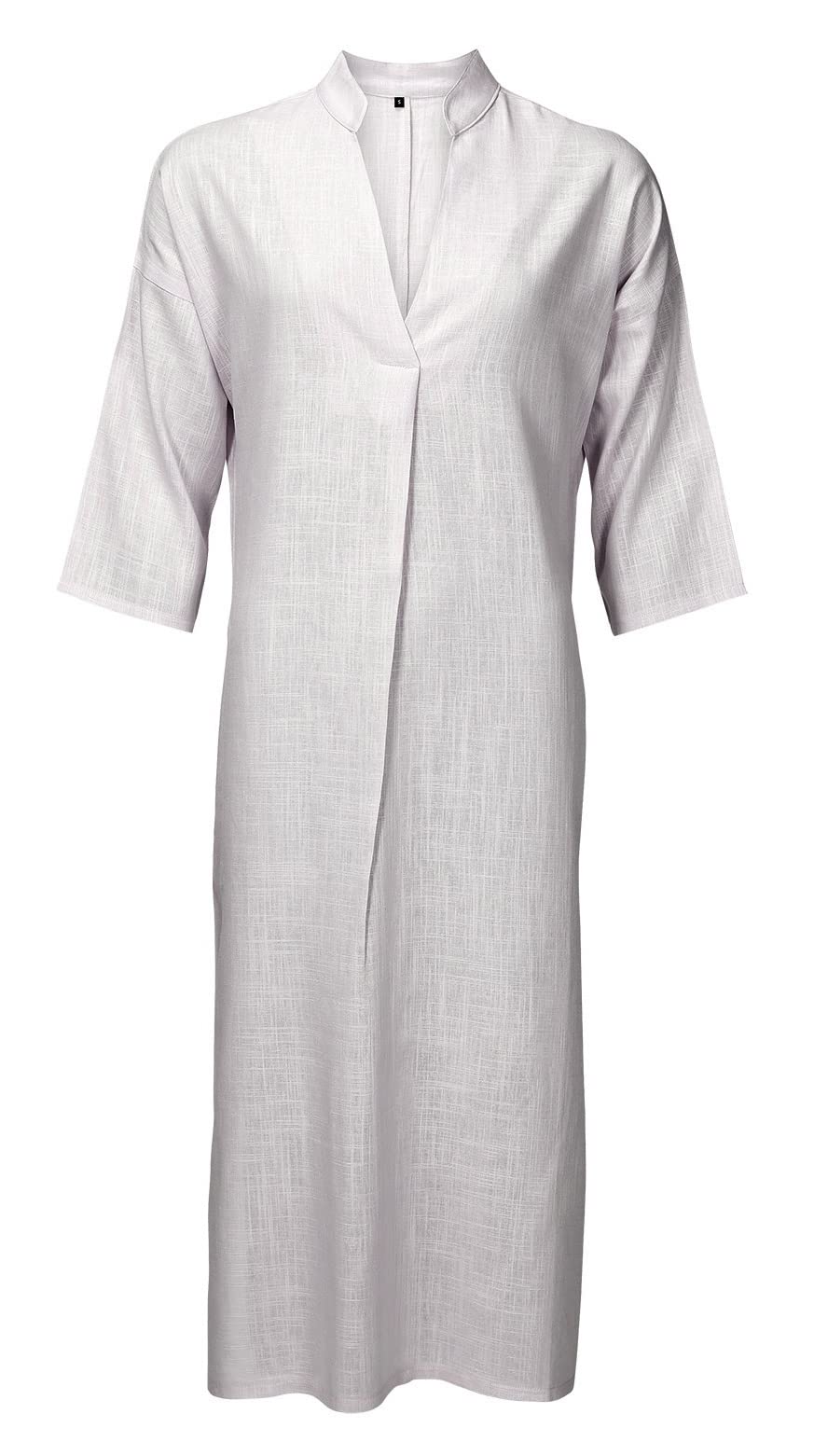 TigerTie - hochwertiges Leinenkleid Knielang mit V-Ausschnitt, Kellerfalte vorne, seitlich geschlitz