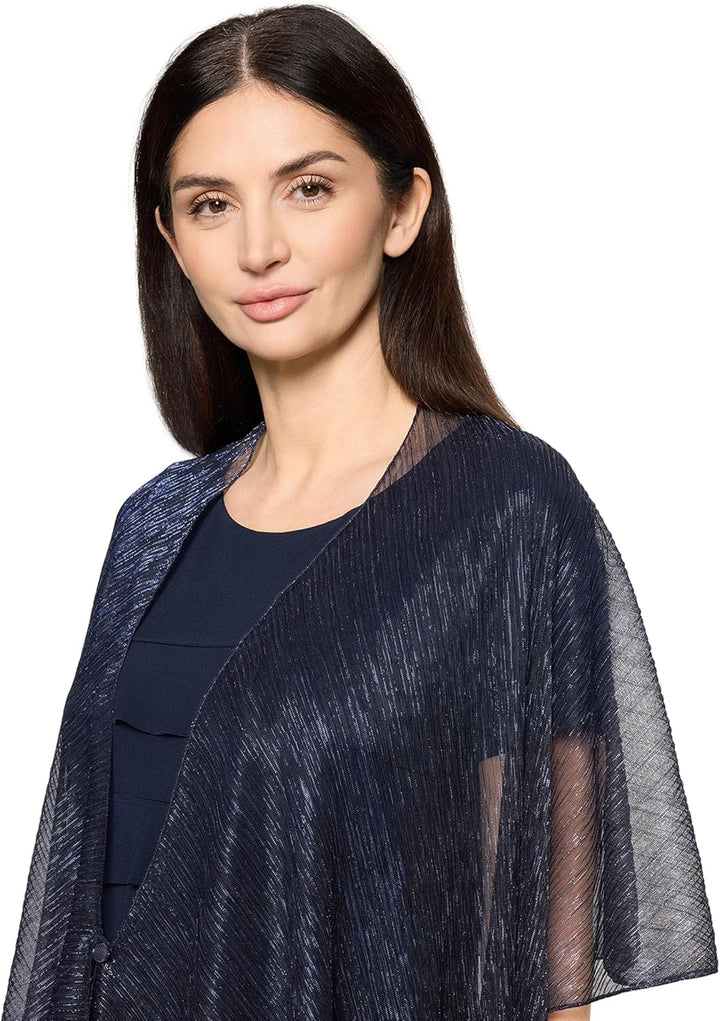 Vera Mont Damen Cape im Glitzer-Look Standard Einheitsgrösse Blue/Black, Standard Einheitsgrösse Blu