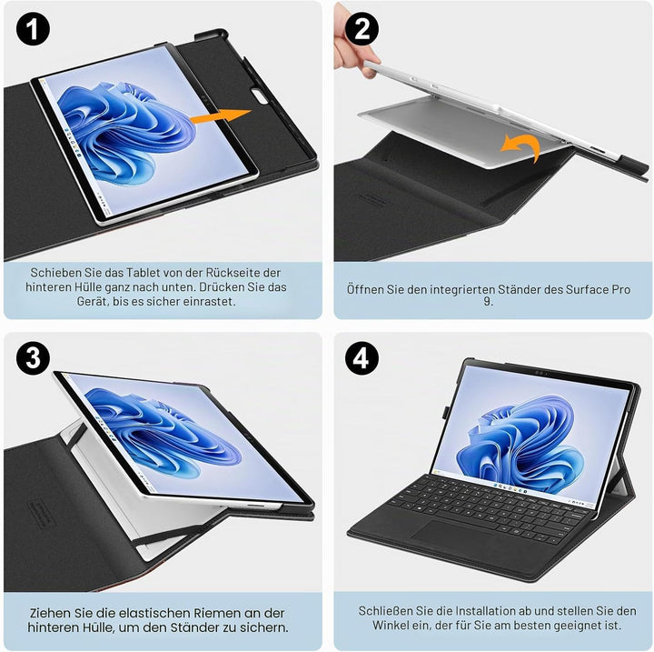 Fintie Schutzhülle für Microsoft Surface Pro 11/10/9, 13 Zoll (33 cm), viele Blickwinkel, Portfolio,