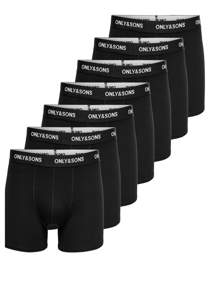 Only & Sons Male Shorts ONSFITZ 7-Pack Boxershorts XS Black/Detail:black Waist & White Logo, XS Blac