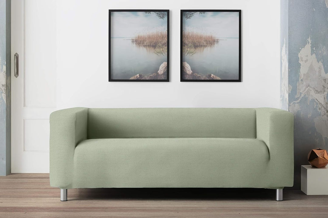 Sofabezug Modell Klippan Hohe Armlehnen Sofa Soft Stretch Stoff New York - Farbe 23 Hellgrün, Farbe