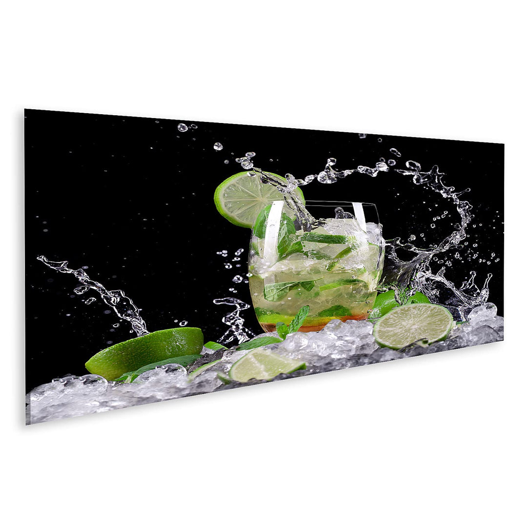 islandburner Bild auf Leinwand Mojito Cocktail auf schwarzem Hintergrund Bilder Wandbilder Poster Le
