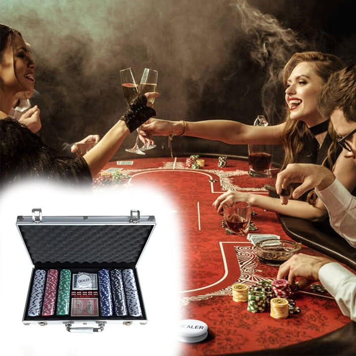 LANTUS Poker-Koffer 300-teilig | Pokerspiel 2 Etagen und Würfel | Koffer aus verstärktem Aluminium |