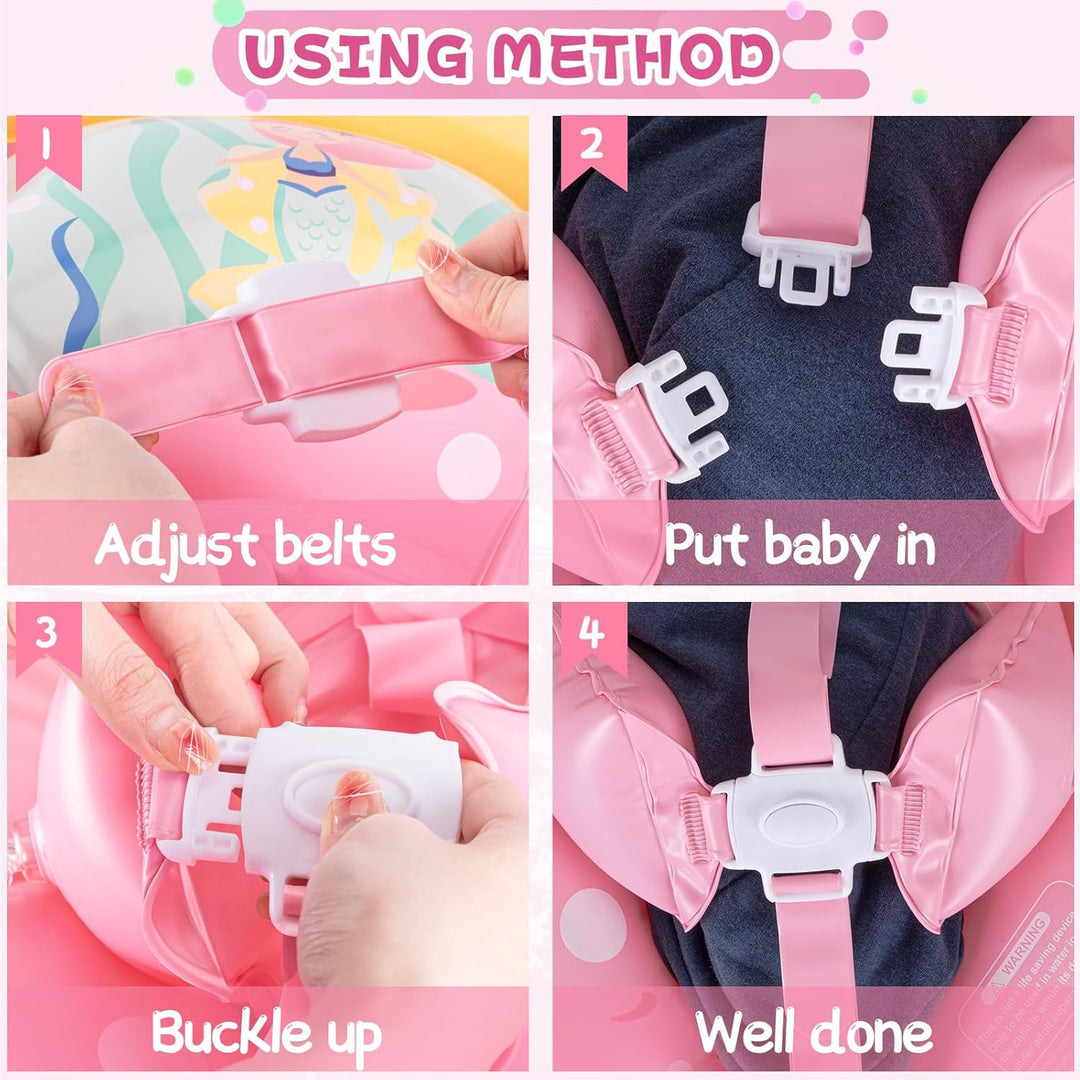 Thedttoy Schwimmring Baby mit Dual Airbag und UPF50+ Sonnendach, Baby Schwimmreifen Verstellbarer Au