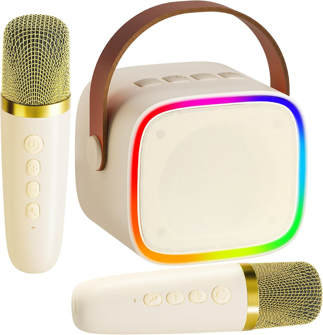 BONAOK Mikrofon Karaoke Maschine 2 Mikrofon, Bluetooth Karaokemaschinen für Kinder Erwachsene, Tragb