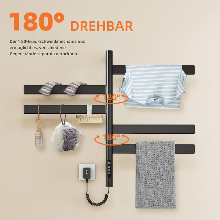 ZOYI 180°Drehung Bad handtuchtrockner elektrisch, handtuchwärmer elektrisch, badheizkörp erelektrisc